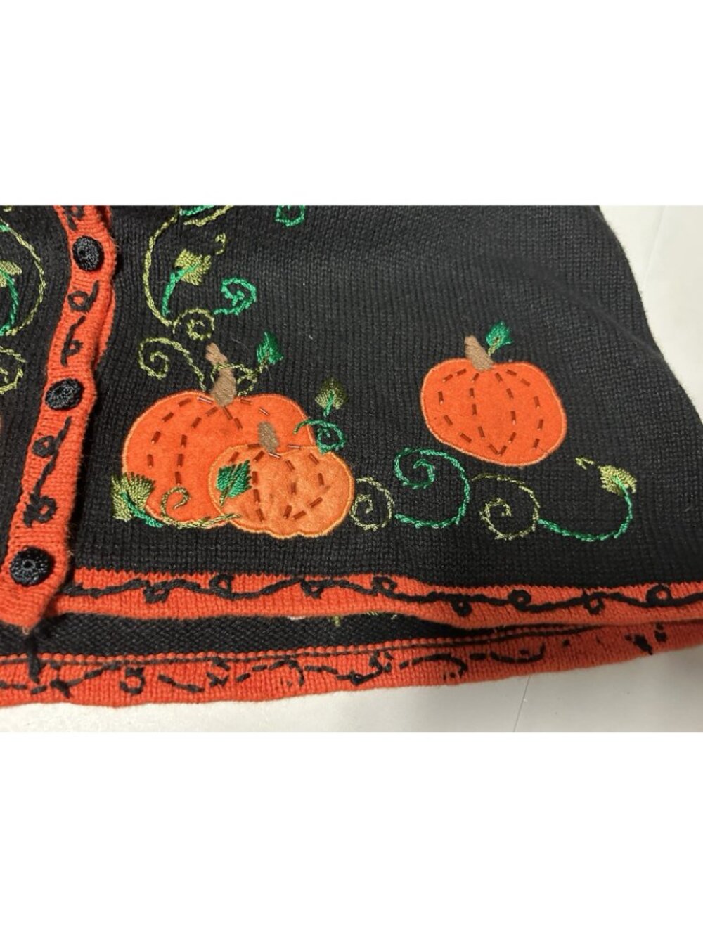 Designers Originals Studio Treat Halloween Sweater Vest Sleeveless Pumpkins Vine - Picture 5 of 8